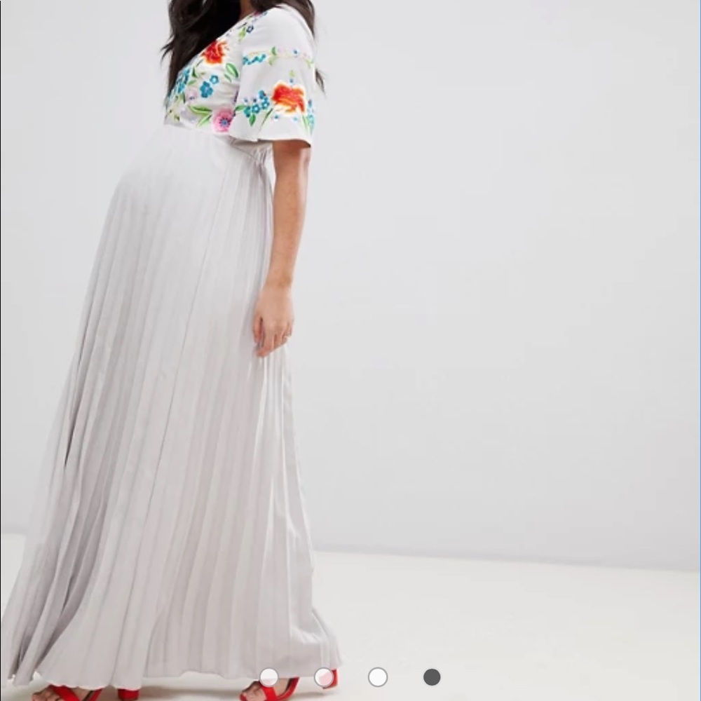 ASOS Maternity pleated embroidered maxi dress